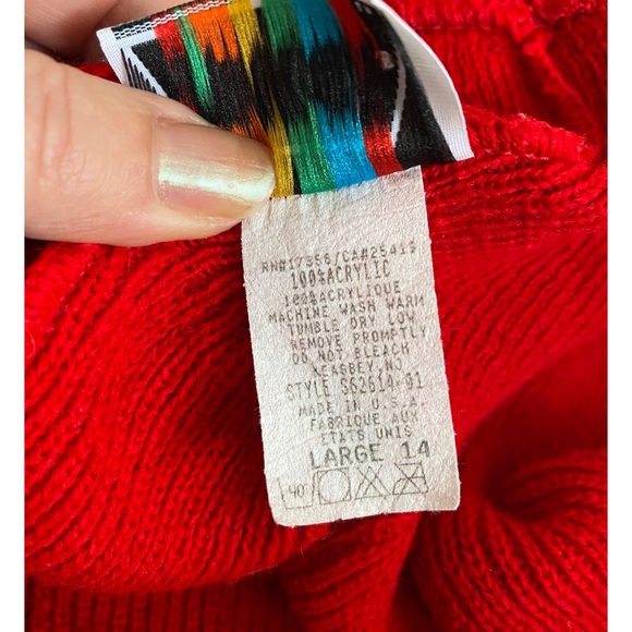 Vintage Jet Set Cool Kids clothes, red Knit Sweater skirt, Large 14, made in USA - Picture 5 of 7